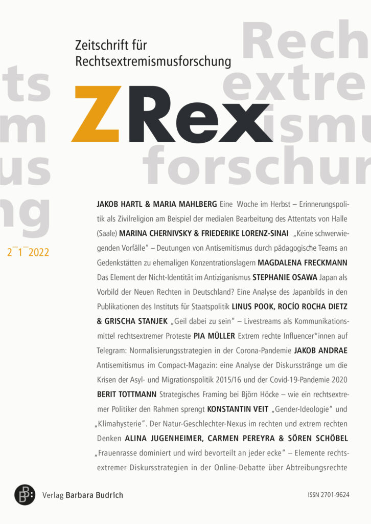 Cover: Zeitschrift für Rechtsextremismusforschung 2-1-2022