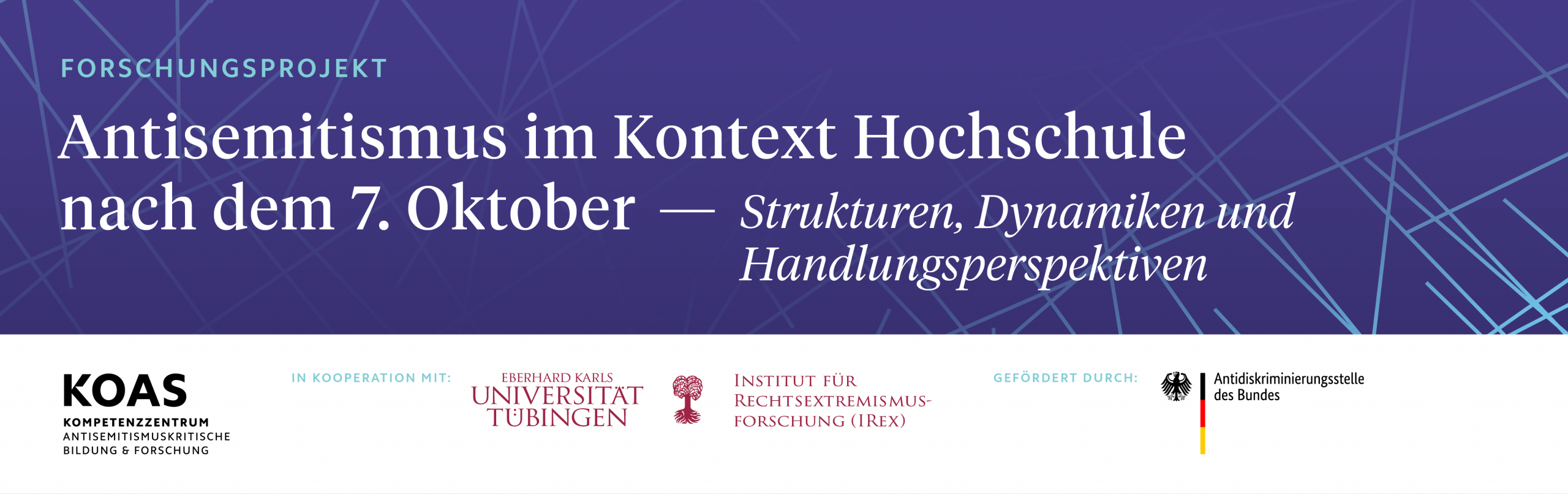 Banner mit Studientitel und Logos des KOAS, des Kooperationspartners IRex sowie Förderers Antidiskriminierungsstelle des Bundes