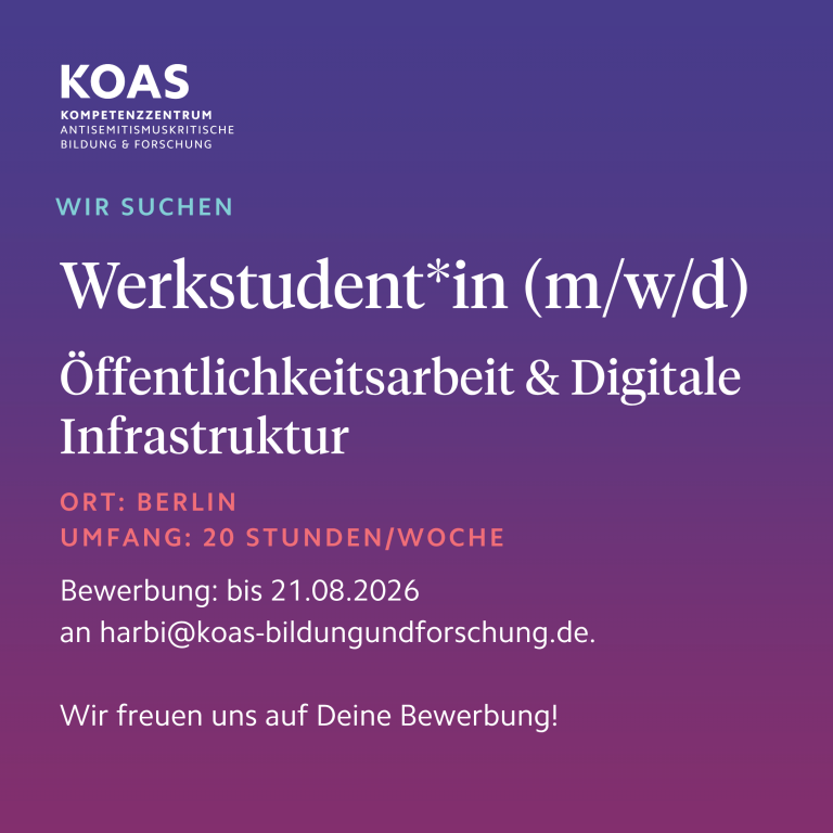 Stellenausschreibung: Werkstudent*in (m/w/d) Öffentlichkeitsarbeit & Digitale Infrastruktur